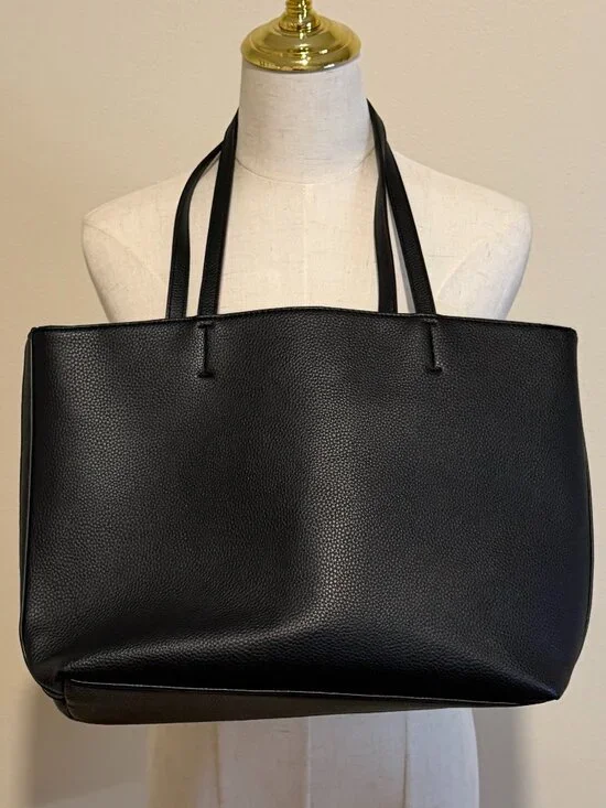 Anne Klein Black Tote Bag EUC - Large Minimalist Shoulder Bag - Picture 2 of 8